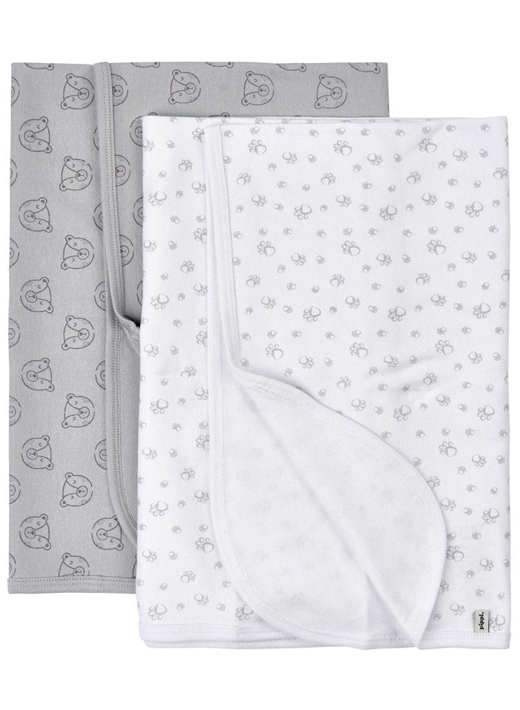 2 Pack, Organic Cotton Blankets, Bears, 70 x 70 cm Blanket Pippi 
