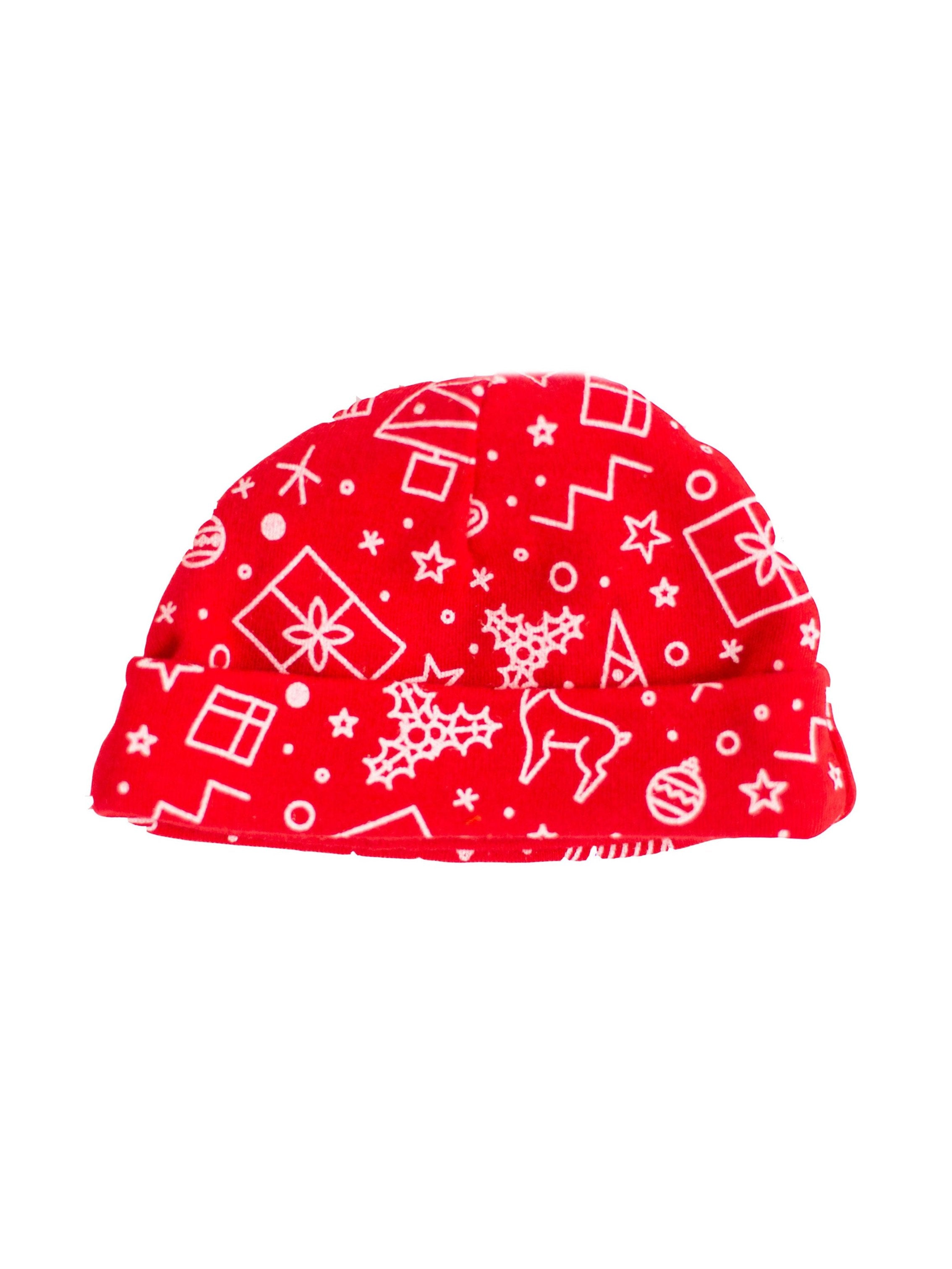 Festive round hat, Red, Premium 100% Organic Cotton Hat Tiny & Small 