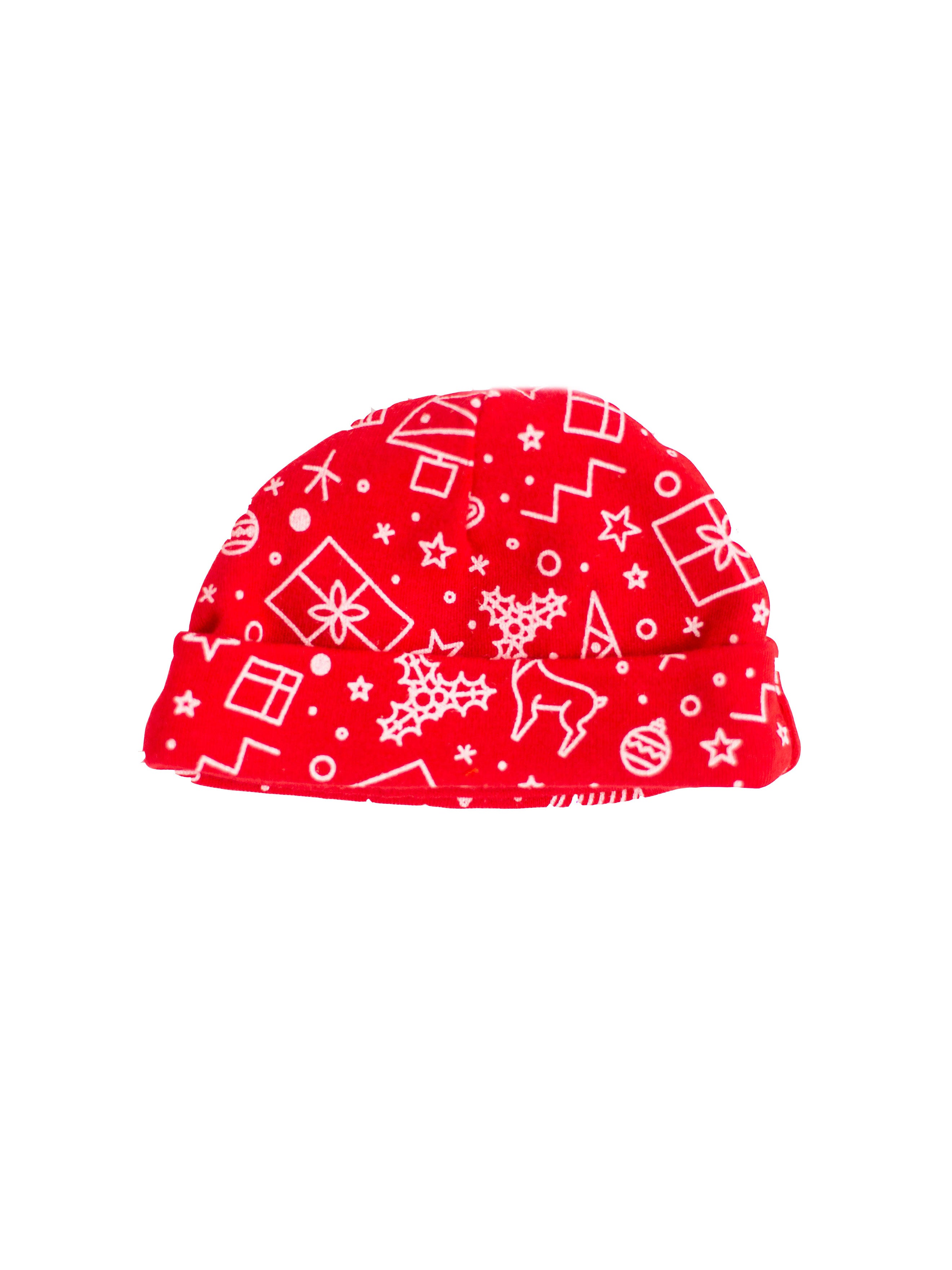 Festive round hat, Red, Premium 100% Organic Cotton Hat Tiny & Small 