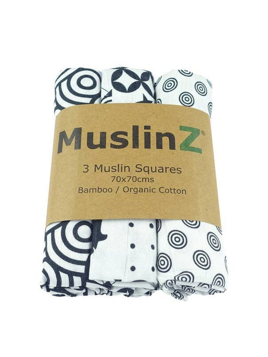 MuslinZ Bamboo/Organic Cotton Muslin Squares, Sensory - 3 Pack Muslin Muslinz 