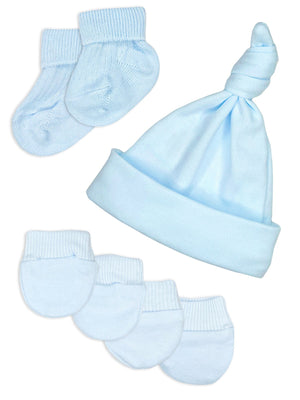 Premature Baby Knotted Hat, Socks and Mitts Set - Blue Hat, Mitts & Booties Set Little Mouse Baby Clothing & Gifts 