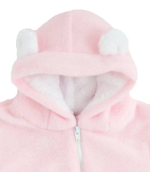 Pink Fleece Pramsuit Snowsuit / Pramsuit Little Lumps 