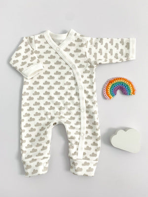 Premature Baby Sleepsuit, Silver Cloud, Premium 100% Organic Cotton Sleepsuit / Babygrow Tiny & Small 