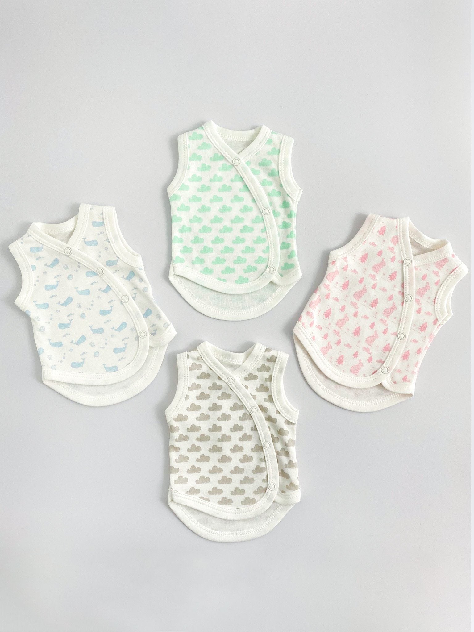 Incubator Vest, Silver Cloud, Premium 100% Organic Cotton Bodysuit / Vest Tiny & Small 