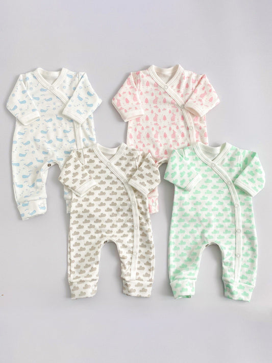 Sleepsuit for Premature Baby Girl, Bunny Meadow, 100% Organic Cotton Sleepsuit / Babygrow Tiny & Small 