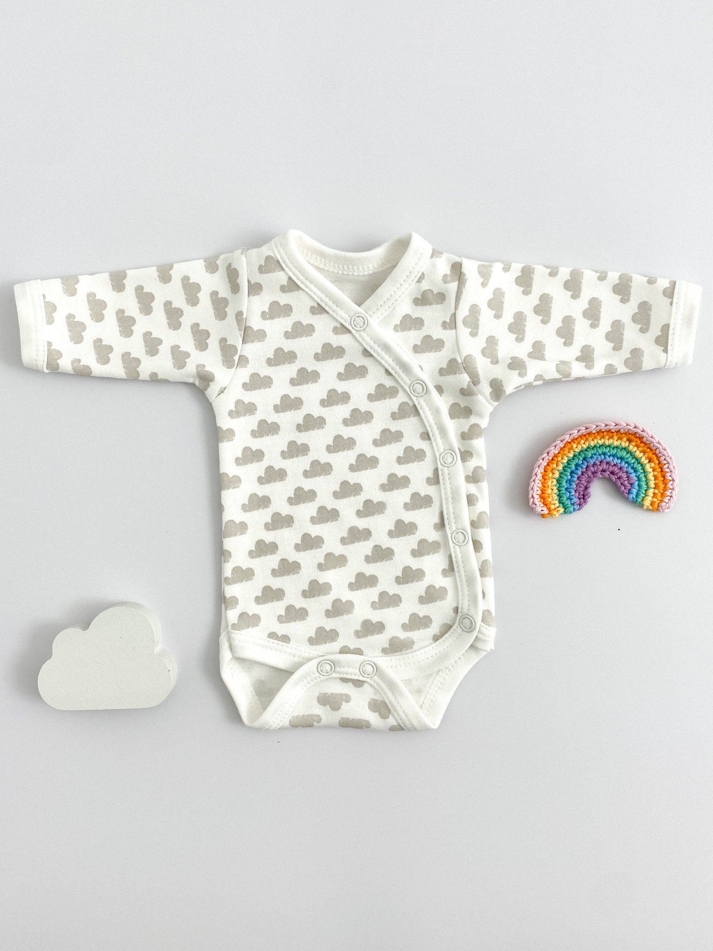 Bodysuit, Silver Cloud, Premium 100% Organic Cotton Bodysuit / Vest Tiny & Small 