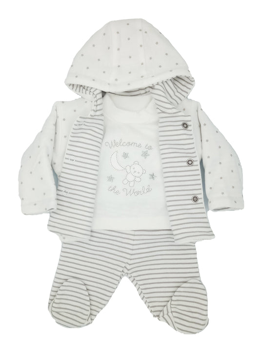 Welcome To The World 3 Piece Gift Set: Trousers, Top & Jacket Outift Just too Cute 