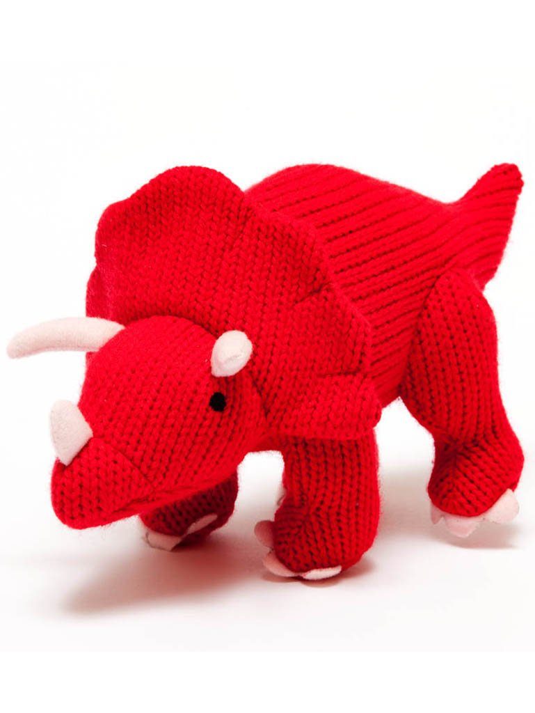 Knitted Triceratops Rattle, Red Toy Best Years 